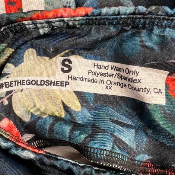 Goldsheep Vibrant Tropical Foliage Red Berries Track Stripe Leggings Size S - Picture 4 of 9